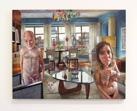 Mark Greenwold, “A Jewish Couple,” 2011. Oil on linen mounted on panel, 22 x 28”. Courtesy Sperone Westwater, New York.