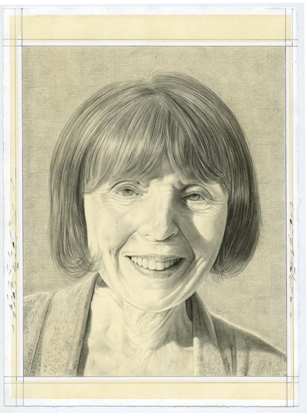 Portrait of Constance Lewallen. Pencil on paper by Phong Bui.