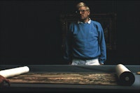 David Hockney in <em>A Day on the Grand Canal With the Emperor of China or Surface Is Illusion but so Is Depth</em>. Courtesy of Milestone Film and Philip Haas.