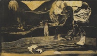 Paul Gauguin, “Maruru” (“Offerings of Gratitude”) from the suite Noa Noa (“Fragrant Scent”). 1893 – 94. Woodcut, comp. 8 1/16 × 14 ̋. Sterling and Francine Clark Art Institute, Williamstown, Mass. Photo by Michael Agee © Sterling and Francine Clark Art Institute, Williamstown, Massachusetts.