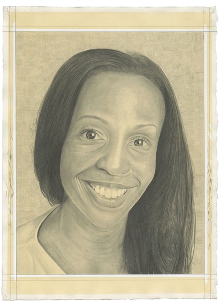 Portrait of Sarah Lewis. Pencil on paper by Phong Bui. Inspired by a photograph by Zack Garlitos.
