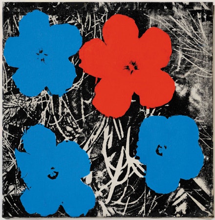 <p>Sturtevant, “Warhol Flowers,” 1964 – 65. Synthetic polymer screenprint on canvas. 221/16 × 221/16˝. Estate Sturtevant, Paris. Courtesy Galerie Thaddaeus Ropac, Paris–Salzburg. © Estate Sturtevant, Paris.</p>