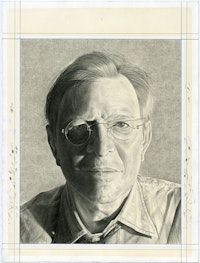 Portrait of John Elderfield. Pencil on paper by Phong Bui.