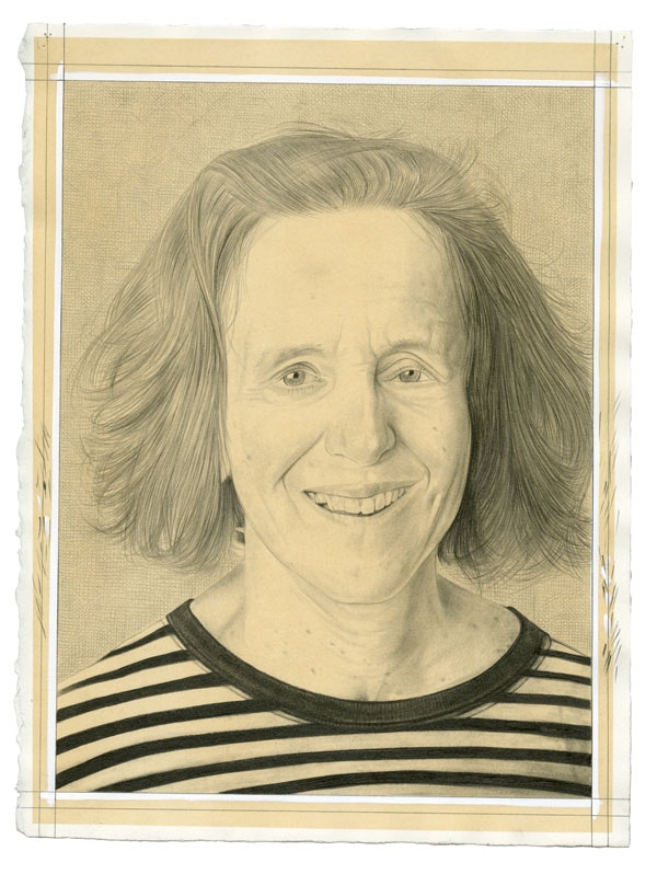 Portrait of Barbara London. Pencil on paper by Phong Bui. From a photograph by Zack Garlitos.