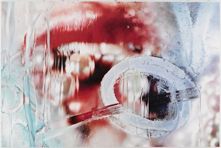 Marilyn Minter, “Master Blaster” (2013). Enamel on metal, 96 × 144 ̋. Courtesy of Salon 94, New York.