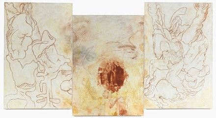Bill Jensen, “TRANSGRESSIONS” (2011 – 14). Triptych, oil on linen, 551/2 × 105˝. Courtesy of Cheim & Read.