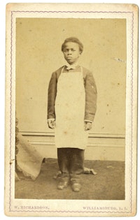<em>Boy in Apron</em>, circa 1860s. Carte de visite. John B. Woodward Papers. Courtesy Brooklyn Historical Society.