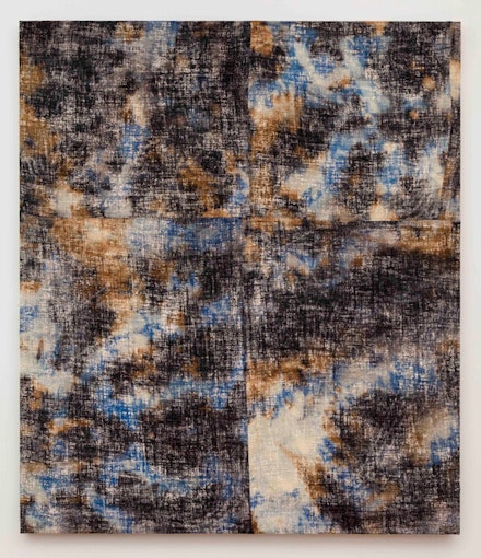 Evan Nesbit, <em>La Brea IX</em>, 2015. Acrylic, dye and burlap. Courtesy Eleven Rivington, New York.
