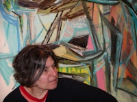 Photo of artist in her studio, photograph by Thi Tam Tran.