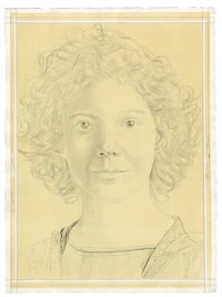 Portrait of Gaby Collins-Fernandez. Pencil on paper by Phong Bui. From a photo by Taylor Dafoe.