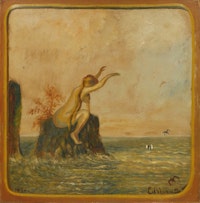 Louis M. Eilshemius, <i>Untitled (Love Bather)</i>, 1917. Oil on paperboard mounted to Masonite, 41 1/4 x 40 1/2 inches. Courtesy Michael Rosenfeld Gallery LLC, New York, NY.