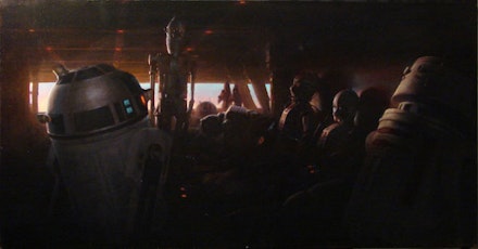 Michael Grimaldi, <i>Dusk on Tatooine</i>, 2010. Oil on canvas, 22 x 42 inches. 