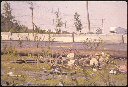 1993, A Fence at the Periphery of a Jersey City Scrap Metal Yard, Far Right Detail, Oil on Canvas, 15 in. x 116.25 in