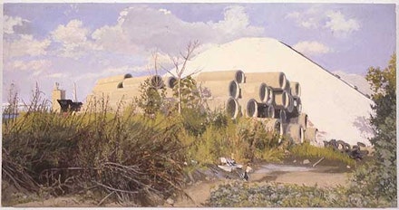 1997, Salt Pile With Culvertsy by the Kill Van Kull, Oil on Canvas, 17.25 in. x 33.5 in 