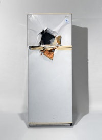 Rodney McMillian, <em>Untitled (refrigerator)</em>, 2009.
Refrigerator, 64 x 29 x 25 inches. Collection of the Orange County Museum of Art, Newport Beach CA; gift of Rosana and Jacques Seguin Collection, Switzerland. Photo courtesy the Orange County Museum of Art and Bliss Photography.