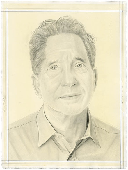 Portrait of Thomas Roma. Pencil on paper by Phong Bui. From a photo by Zack Garlitos.