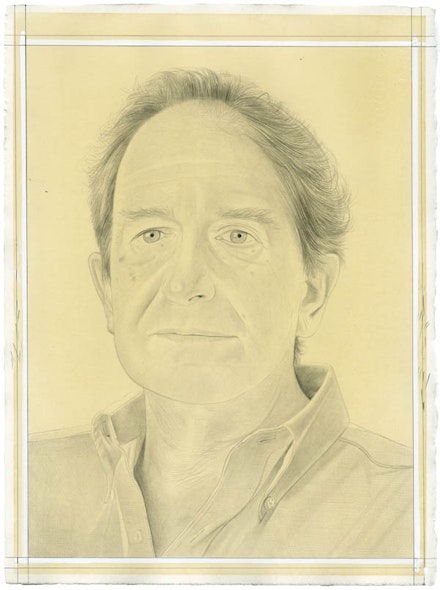 Portrait of Leo Rubinfien. Pencil on paper by Phong Bui. From a photo by Zack Garlitos.