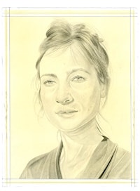 Portrait of Shahzia Sikander. Pencil on paper by Phong Bui.