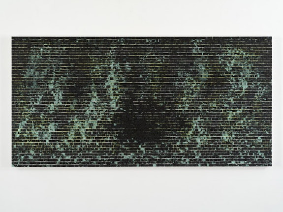 Jack Whitten, <em>Quantum Wall, II (Missing Matter)</em>, 2016. Acrylic on canvas. 48 x 96 x 3 inches © Jack Whitten. Courtesy the artist and Hauser & Wirth.