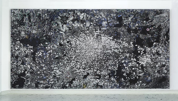 Jack Whitten, <em>Atopolis: For Édouard Glissant</em>, 2014. Acrylic on canvas. 124 1/2 × 248 1/2 inches. © Jack Whitten. Courtesy the artist and Hauser & Wirth.