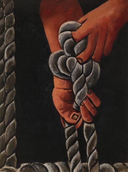 Marsden Hartley, <em>Knotting Rope</em>, 1939 – 40. Oil on board. 28 × 22 inches. Private collection, New York. 