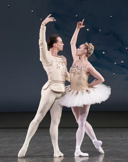 New York City Ballet’s Sara Mearns and Tyler Angle in Diamonds from George Balanchine’s <em> Jewels </em>(Photo credit: Paul Kolnik).