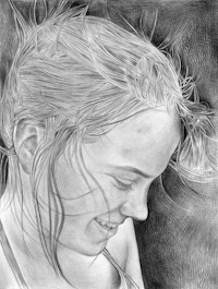 Portrait of Sabrina Seelig. Pencil on paper by Phong Bui.