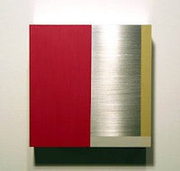 Stuart Arends, “A-Square 4” (2007). Oil paint on aluminum with clear lacquer. 6 x 6 x 2.5 in. Courtesy of James Kelly Contemporary.