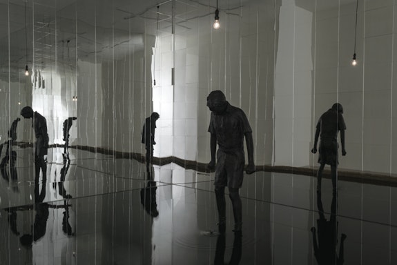 Enrique Martínez Celaya, <em>The Invisible (or The Power of Forbearance)</em>, 2015, Bronze sculpture, mirrors, resin and bird seeds, Dimensions variable. Courtesy the artist. Photo: Jeff McLane.