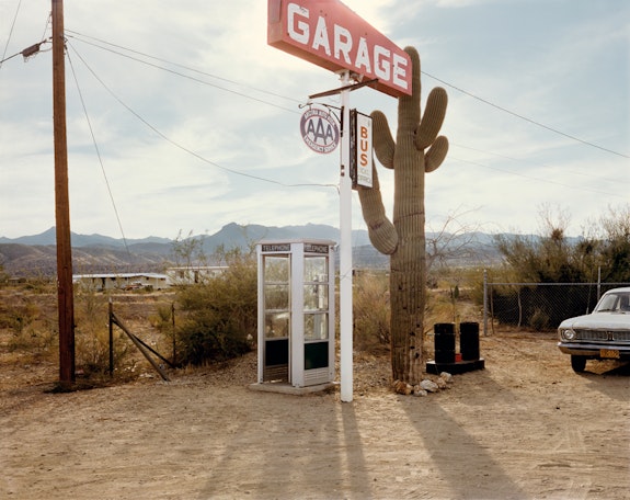 Stephen Shore, <em>U.S. 93, Wikieup, Arizona, December 14, 1976</em>, 1976. Chromogenic color print, printed 2013, 17 x 21 3/4 inches. The Museum of Modern Art, New York. Acquired through the generosity of Thomas and Susan Dunn. © 2017 Stephen Shore
