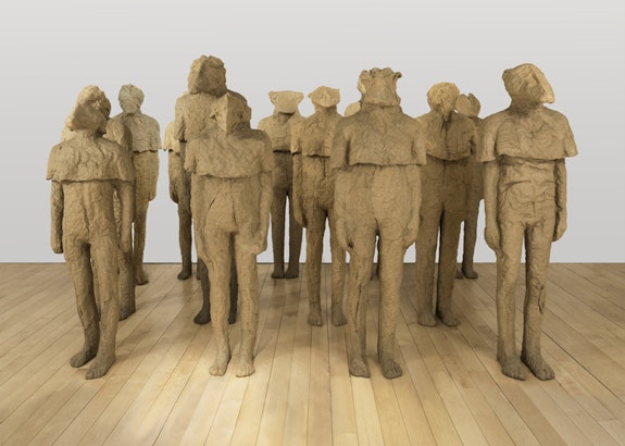 Magdalena Abakanowicz, <em>13 Coexistence Figures</em>, 2002.  Burlap, dimensions variable. Courtesy Marlborough Gallery, New York.
