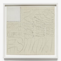 Robert Ryman, <em>Untitled,</em> 1961. Graphite pencil, charcoal pencil, and white pastel on gray paper, 10