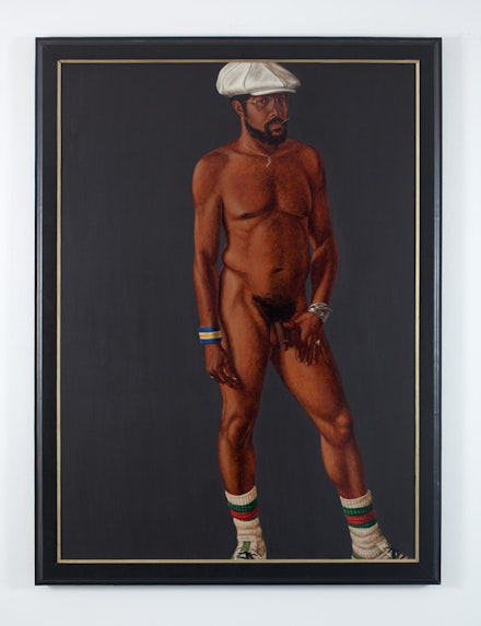 Barkley L. Hendricks, <em>Brilliantly Endowed</em>, 1977. Oil and acrylic on linen canvas, 66 x 48 inches. © Estate of Barkley L. Hendricks. Courtesy of the artist’s estate and Jack Shainman Gallery, New York.