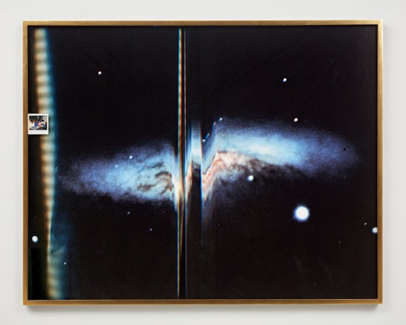 Deana Lawson, <em>Messier 81, Return of the Dove</em>, 2018. Pigment print, collaged photographs framed. 56.625 x 71.375 inches. Courtesy Sikkema Jenkins & Co.