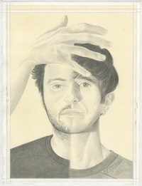 Portrait of Felix Bernstein and Gabe Rubin, pencil on paper by Phong Bui.