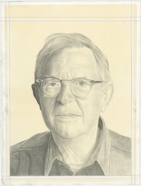 Portrait of John Elderfield, pencil on paper by Phong Bui.