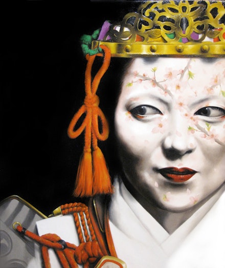 Atsuki Settangeli, <em>Samurai Woman No.069</em>, 2018. Oil on canvas,  28.5 x 24 inches. Courtesy WhiteBox.  