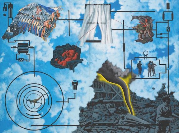 <p>David Wojnarowicz, <em>Wind (For Peter Hujar)</em>, 1987. Acrylic and collaged paper on composition board, two panels, 72 x 96 inches. Collection of the Second Ward Foundation. Image courtesy the Estate of David Wojnarowicz and P.P.O.W, New York.</p>