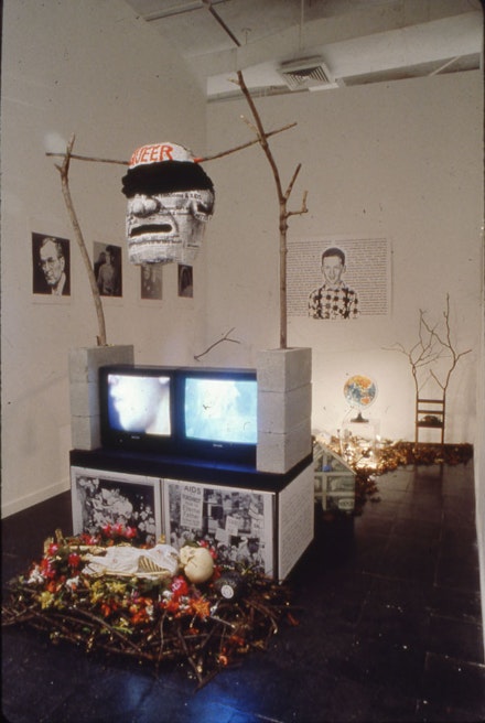 David Wojnarowicz, America: Heads of Family, Heads of State, 1990. Installation view in The Decades Show: Frameworks of Identity in the 1980s, The New Museum of Contemporary Art, 1990. Dimensions variable. Courtesy the Estate of David Wojnarowicz and P.P.O.W, New York.