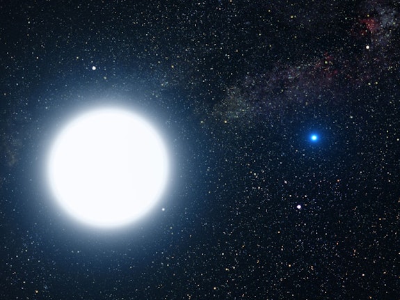 Artist’s rendering of the binary star system of Sirius A and Sirius B. NASA, ESA and G. Bacon (STScI)