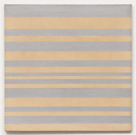 Paul Mogensen, no title, 1969, Aluminum enamel and graphite on unprimed canvas, 30 × 30 inches. courtesy the artist and Karma, New York
