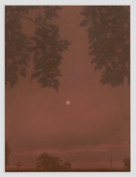 Matvey Levenstein, <em>Pink Moon</em>, 2018. Oil on copper, 12 x 9 inches. Courtesy the artist and Kasmin Gallery.