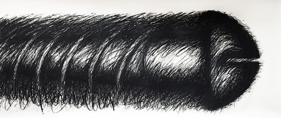 Judith Bernstein, <em>Horizontal</em>, (1978), Charcoal on Paper, 150 x 52 inches. Courtesy the artist.