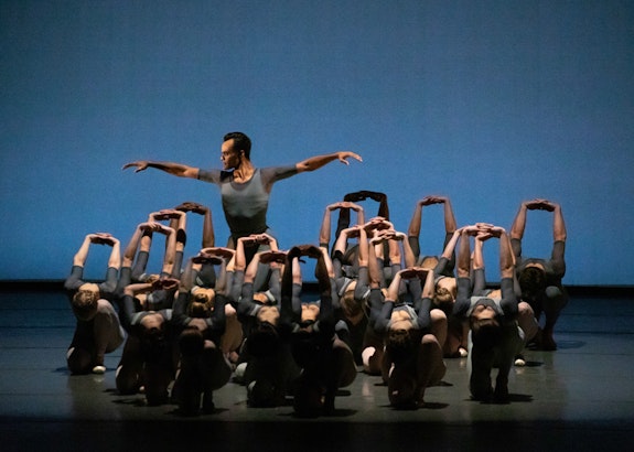 Taylor Stanley and the Company in Justin Peck's <em>Principia</em>. Photo: Erin Baiano. 