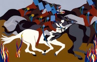 Jacob Lawrence, <em>Toussaint at Ennery</em>, 1989. Silkscreen on paper, 18 5/8 x 29 inches. Courtesy DC Moore, New York.