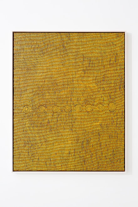 Yukultji Napangati, <em>Untitled</em>, 2018. Acrylic on linen, 60 1/4 x 48 inches. Courtesy Salon 94, New York.