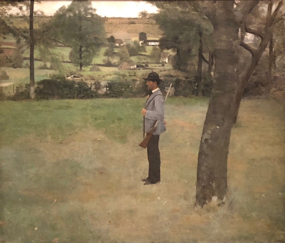 Fernand Khnopff (1858-1921), <em>À Fosset. Le garde qui attend</em>, 1883. Oil on canvas, 151 x 175.5 cm. Francfort-sur-le-Main, Stadel Museum.