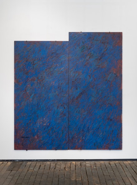 Merrill Wagner, <em>Revisions</em>, 1982. Oil pastel on slate, 2 pieces, 79 x 72 inches. Courtesy Z¨rcher Gallery.