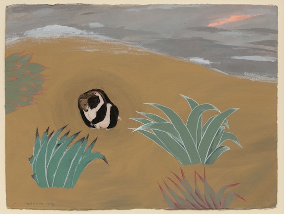 Mira Schor, <em>Bear Triptych, Part III</em>, November 1972-March 1973, Gouache on Arches paper, CalArts, 22 x 30 inches each. Courtesy Lyles & King.