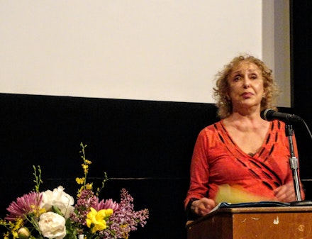 Carolee Schneemann at the tribute to Robert Kelly at Anthology Film Archives, May 2011. Courtesy Robert Kelly and Charlotte Mandell.